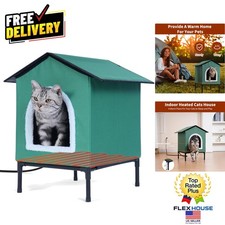 Durable Cotton Heated Feral Cat House - Cozy  Insulated Outside Shelter