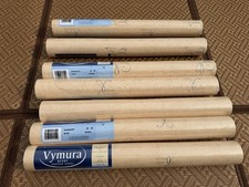 Vintage Vymura Manuscript Wallpaper x 7 Rolls NEW 05-103 Cream Blue Ready Pasted