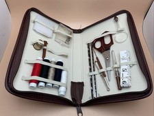 Vintage Leather Sewing Travel Essentials Zip Case, Fuji