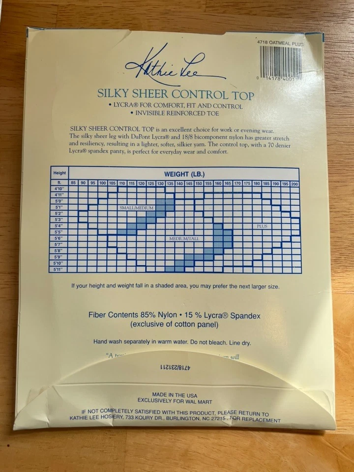 Kathie Lee Silky Sheer Control Top Pantyhose Plus  Oatmeal - Image 2 of 2