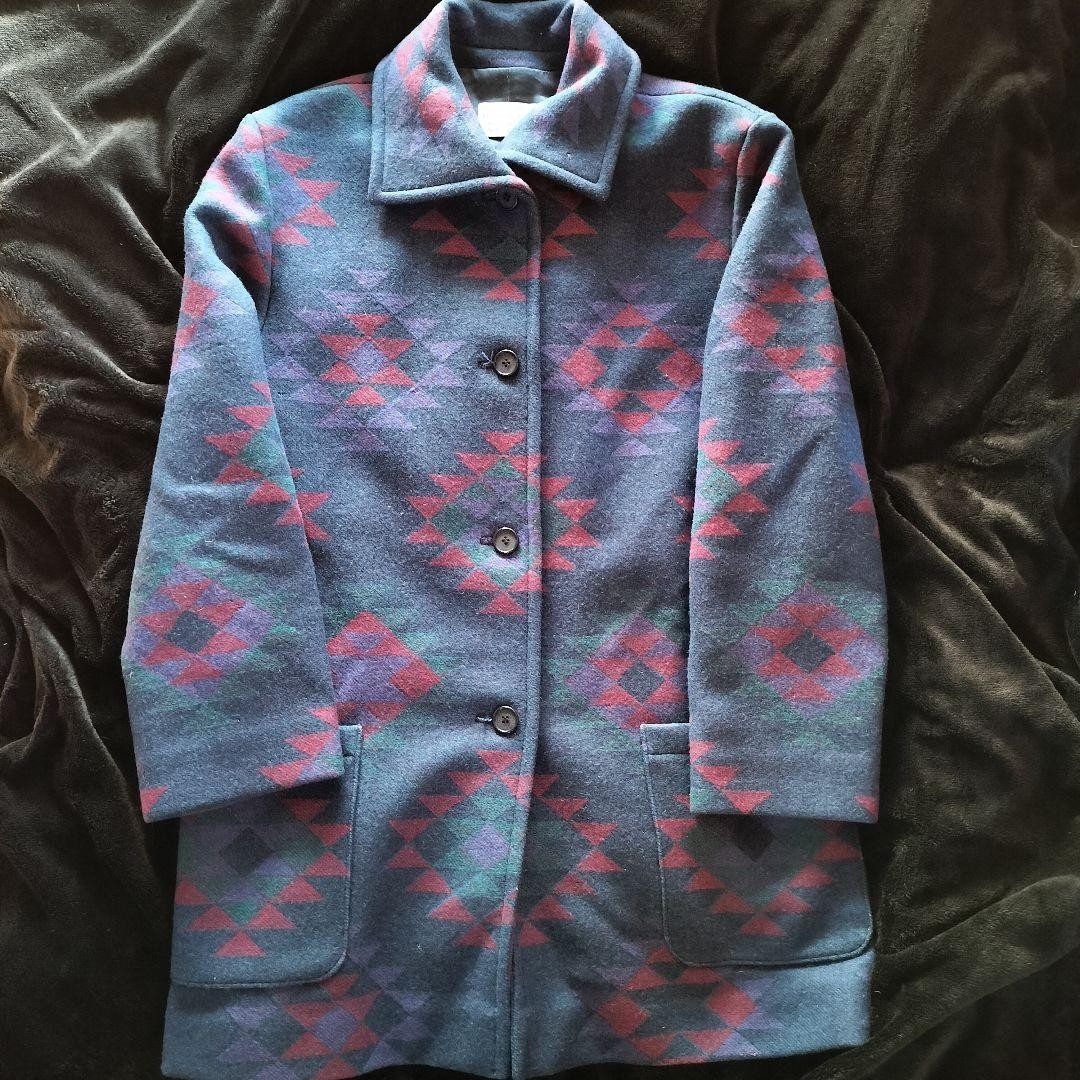 70s PENDLETON Chimayo Pattern Wool Coat Size L Ja… - image 1