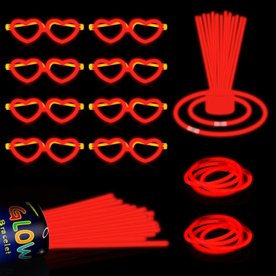 60 Pack 8  White Glow Sticks Bulk Bright Glow Sticks with 60 Connectors 20 Heart