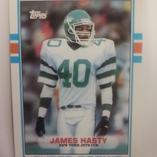 Topps 1989 James Hasty New York Jets #224 Super Rookie Football Card. rookie card picture