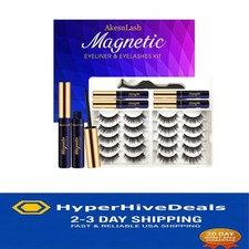 Upgraded Magnetic Eyelash Kit - 10 Pairs of Reusable Lashes & Strong Eyeliner