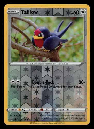 NM/EXC - Pokemon Tailow 133/185 Vivid Voltage Reverse Holo Common