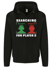 Player Two Wanted Funny Singles Day Gaming Mens Zip Up Hoodie
