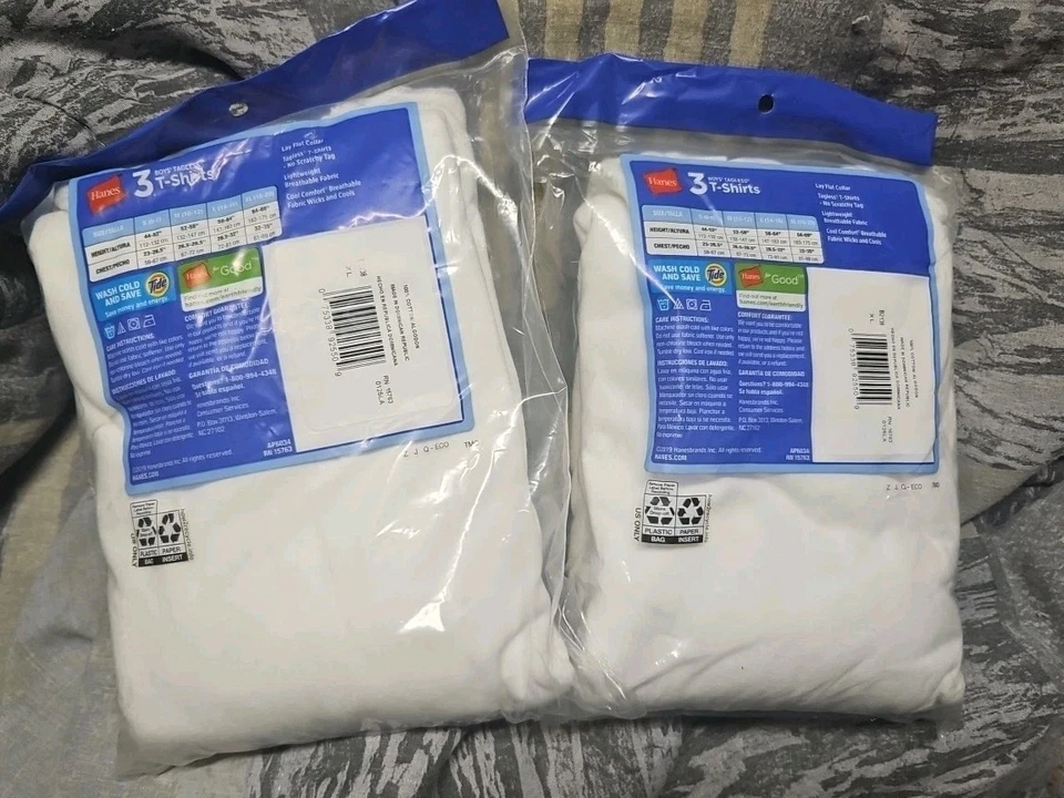 Pack de 2 camisetas interiores Hanes B2138 sin etiquetas para niños (6) XL blancas Foto 4 de 4