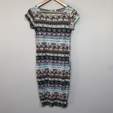 Julietta Green Black Stripe T Shirt Dress Size S Cotton Bodycon Midi Women’s