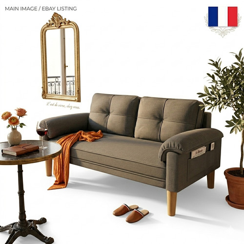 🛋️ Canapé 2 places gris