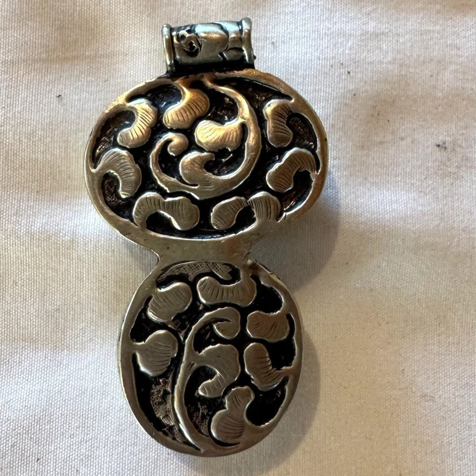 Кулон ручной работы из тибетского янтаря сердолика серебро богемное племенное серебро Y2K ювелирные изделия E - Изображение 3 из 4