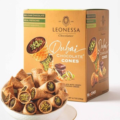 Dubai Chocolate Cones with Pistachio Kunafa | Made with Premium Belgian Choco...