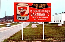 Gleem PAINTS Billboard, Barnharts, CHAMBERSBURG, PA, ADVERTISING Chrome Postcard