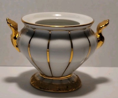 Vtg. Meissen X Form Ernst August Leuteritz Gold White Sugar Bowl, NO LID