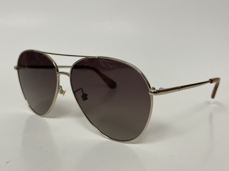Authentic Kate Spade Carolane/FS 3YGHA Gold Metal Aviator Sunglasses Brown Lens