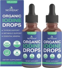 Organic Iodine Drops | iodide supplement | 2-pack 30-month supply | NOVEHA brand
