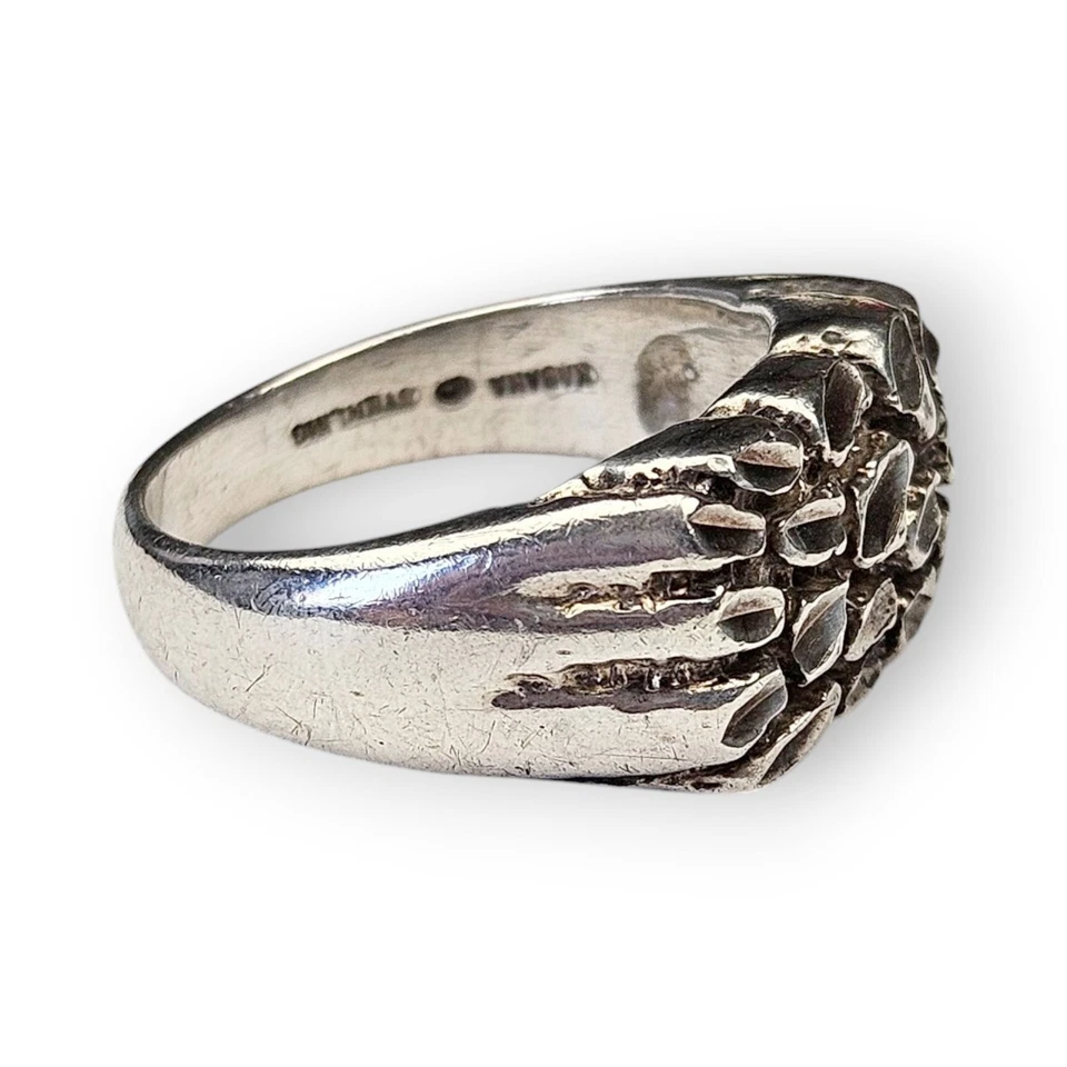 Anillo pepita de ley Kabana cúpula ancha para hombre unisex plata 925 vintage talla 11,25 Foto 3 de 4