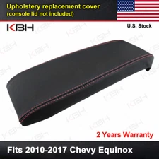 Fits 2010-2017 Chevy Equinox Black Leather Console Lid Armrest Cover Red Stitch