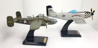 2 Built Heritage Mint B-25B Mitchell,Heritage Mint P-51D Mustang Wood Airplane
