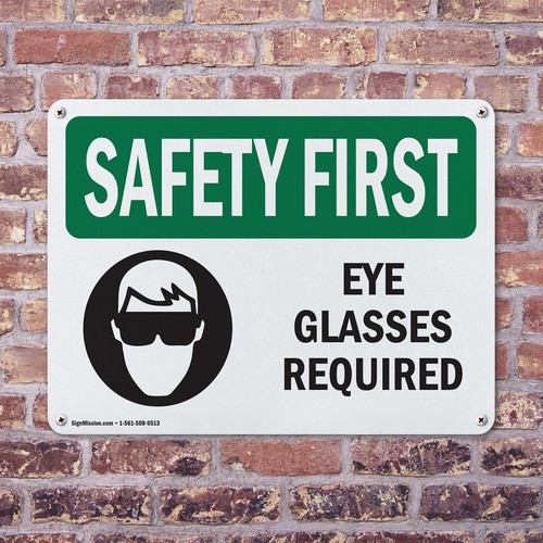 (2 Pack) Eye Glasses Required With Symbol OSHA Safety First Sign Decal Metal - Bild 4 von 21