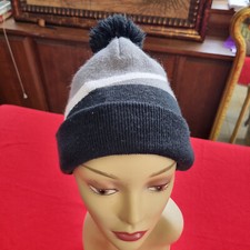 NIKE Youth Knit Cuffed Beanie Hat Pom Pom Gray Black One Size