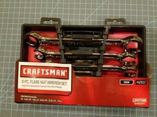 NEW Craftsman Fully Polished 5 pc Flare Nut Wrench Set SAE # 42012 - gw7