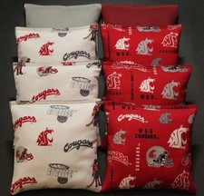 ALL WEATHER Cornhole Bean Bags made w Washington State Cougars Camo fabric RESIN