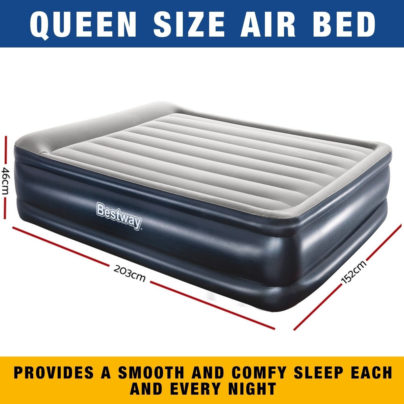 Truvana Deluxe Queen Blow Up Air Bed Premium Inflatable Mattress Built