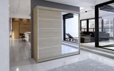 ELUKS - Delin Modern Bedroom Sliding Door Wardrobe with Mirror