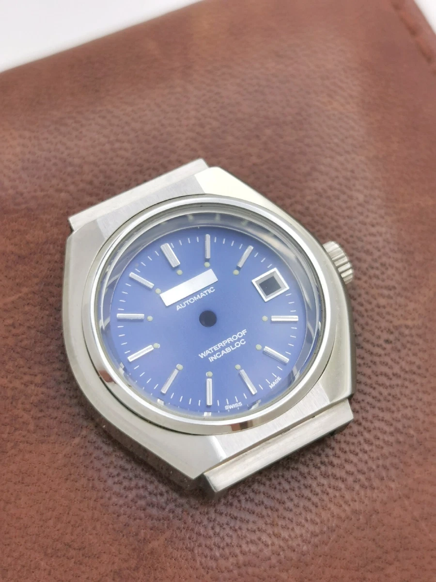 Vintage No Name Automatic Blue Dial Watch Case Parts New Old Stok