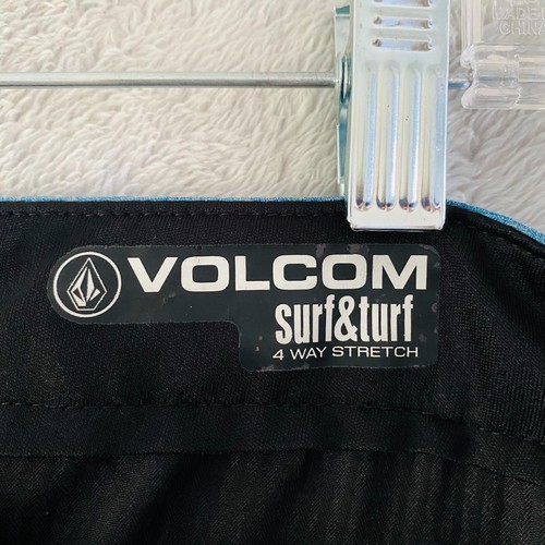 Volcom Men Activewear Shorts 34 Blue Surf & Turf Logo Zipper 10" Inseam - Picture 4 of 14