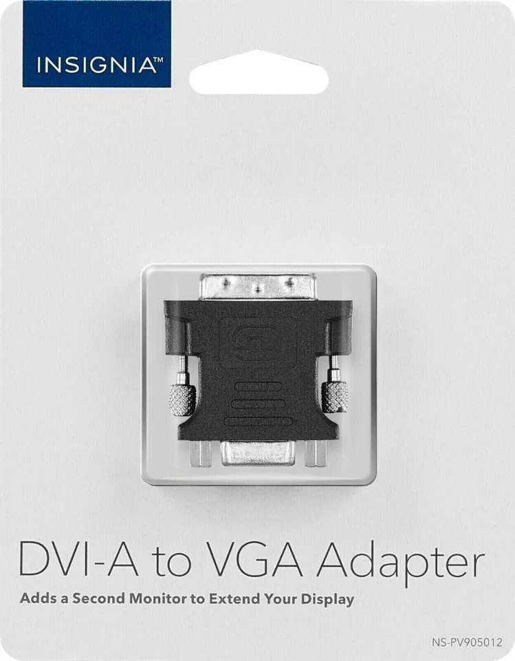 Insignia DVI-A I to VGA Adapter Second Monitor Display Connector Desktop PC - Image 3 of 4