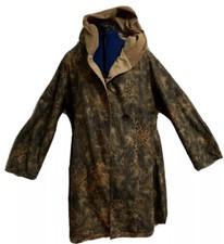 Lindi Women's Size Large Reversible Jacket Coat Hooded Brown Animal Print