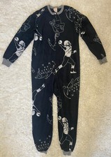 Cat  Jack Blue Football Union Suit Zip Up Polyester Pajamas PJ Sz S Small 6/7