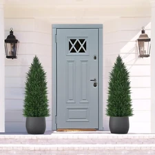 Artificial Topiary Cedar Trees, 2 Pack 4FT Artificial Cedar Pine Tree Potted ...