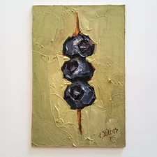 Olives Painting Original Art Still Life Oil Abstract Modern Small Wall Artwork