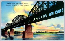 Vintage c1950 General Douglas Macarthur Bridge St. Louis Missouri MO Postcard