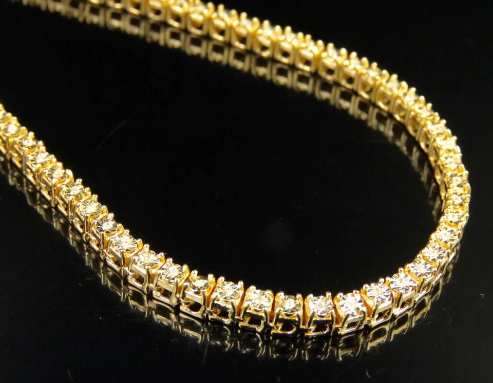 Cadena de collar Fanook de diamantes reales enchapados en oro rosa de una fila 26" 3/4 quilates 3 mm Foto 2 de 4