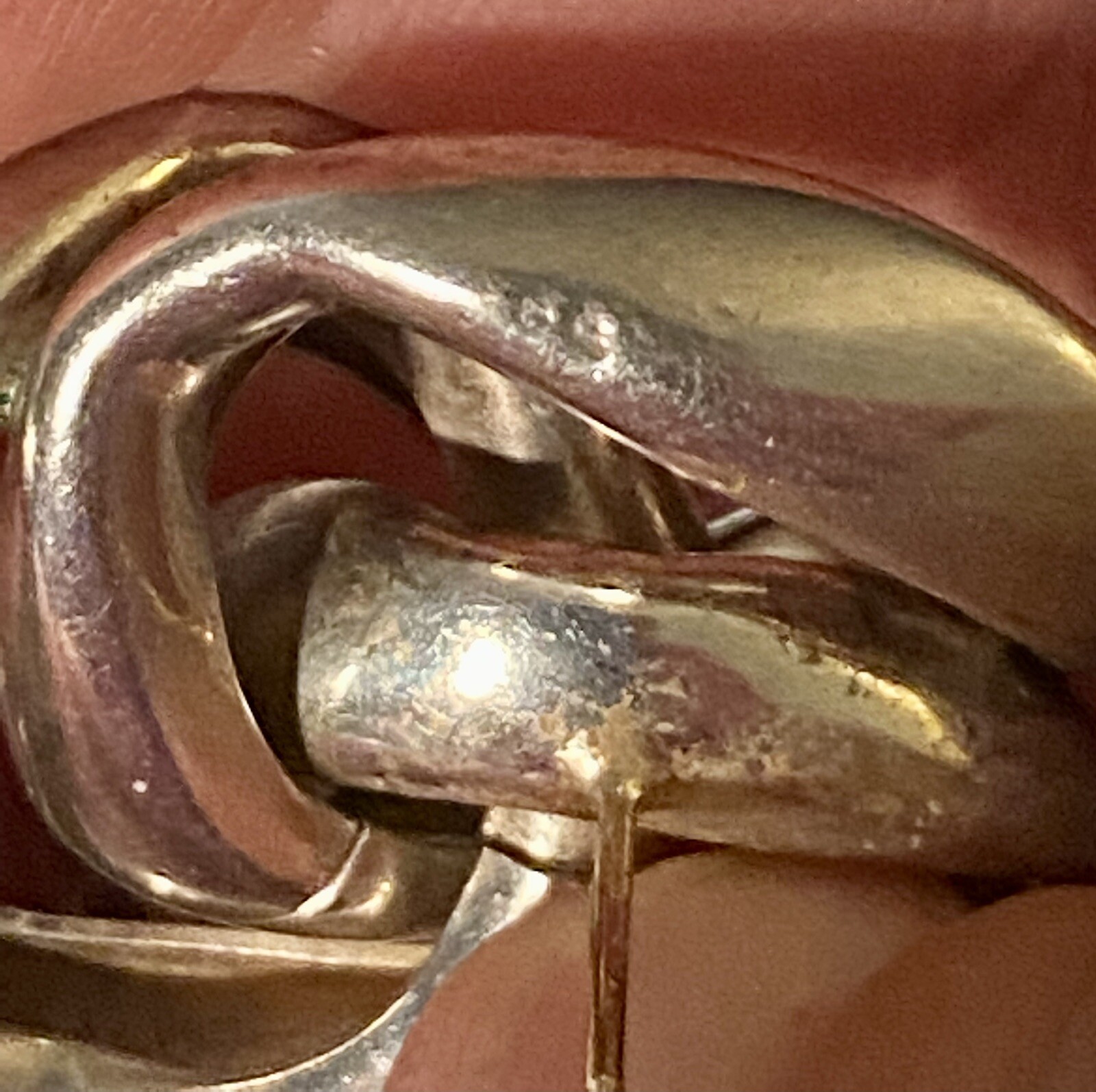 Large Important Sterling Silver Knot Earrings 14k… - image 5