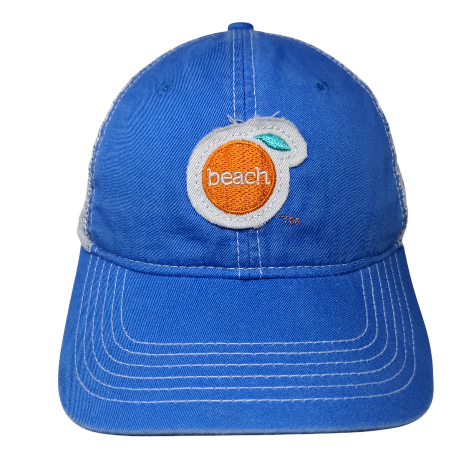 Beach Strapback Trucker Hat Blue OS Extreme Fit Mesh Back Ahead Special Edition