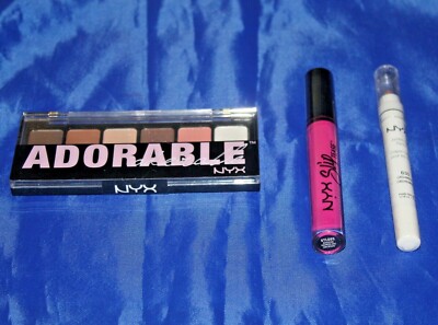  NYX Adorable Eye Shadow Palette TAS01 + Jumbo Eye Pencil 630 & Lip Gloss 005