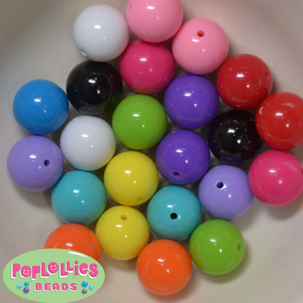 20mm Mixed Color Solid Acrylic Chunky Bubblegum Beads 120pc Bulk