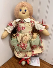 April Cornell Cornelloki Rag Doll Mama & 3 Babies Plantation Mommy Tags