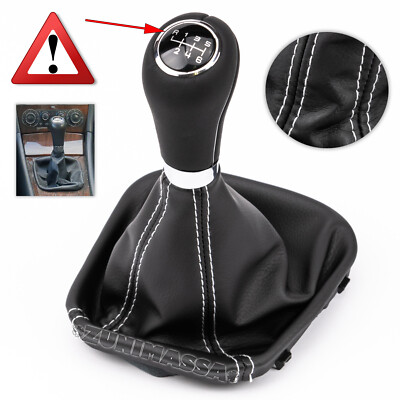 für MERCEDES Facelift W203 S203 Weiß SCHALTKNAUF 6 GANG SCHALTHEBEL LEDER KNAUF