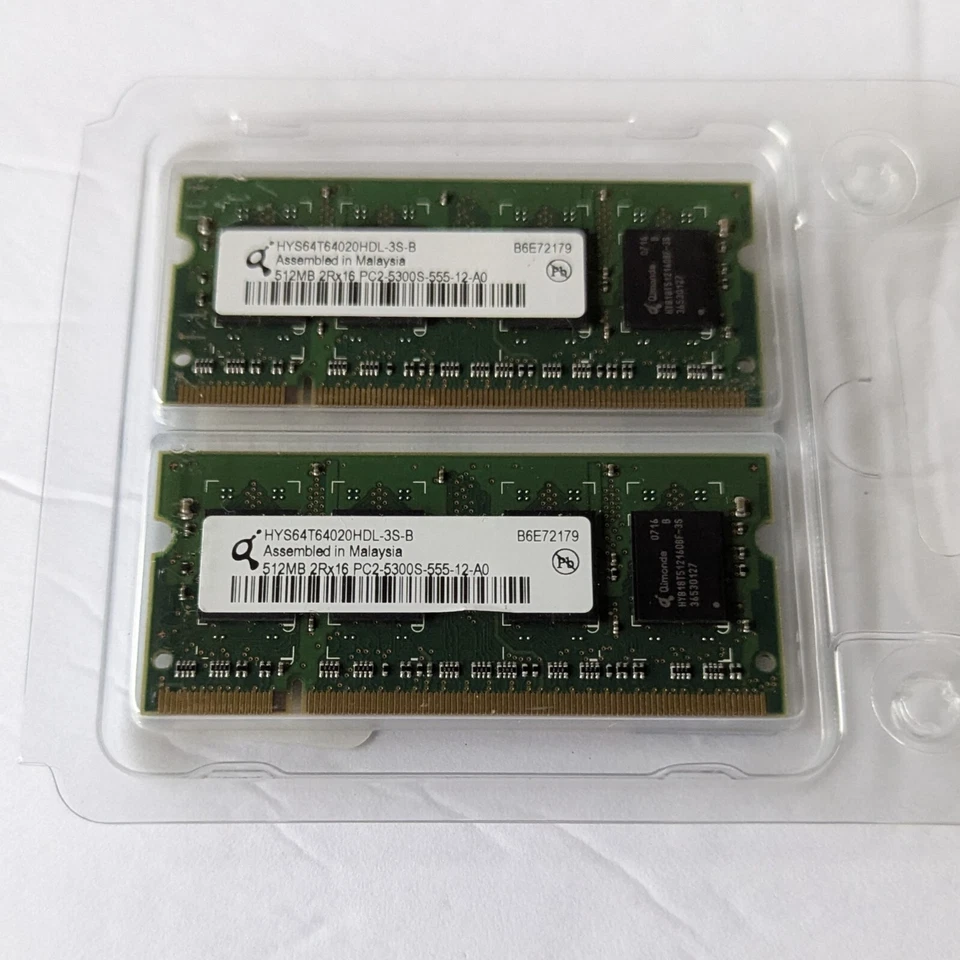 Set of 2 Qimonda HYS64T64020HDL-3S-B Laptop Memory 512MB PC2-5300S-555-12-A0 - Image 2 of 4