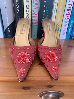 Dune Ladies Pink Mules DUNE MARSA THONG LEATHER MULES, ORIGINAL