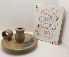 Maple City Pottery Candle Holder Monmouth IL Heart Design Salt Glazed