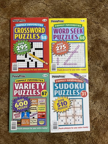 Menge 4 Puzzle-Bücher Sudoku Kreuzworträtsel Großes Buch Spiele Familie Favoriten