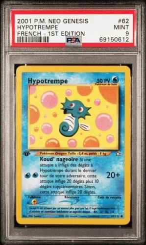 Carte Pokémon Hypotrempe Neo Genesis 62/111 Édition 1 - PSA 9 - Photo 1/2