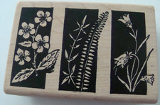MAGENTA Grey Wood Mounted Rubber - 3 Flowers