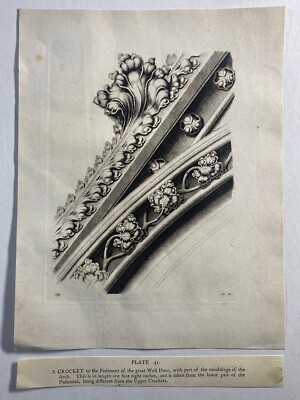 Antique print engraving architecture Gothic Ornaments J Halfpenny 1795  